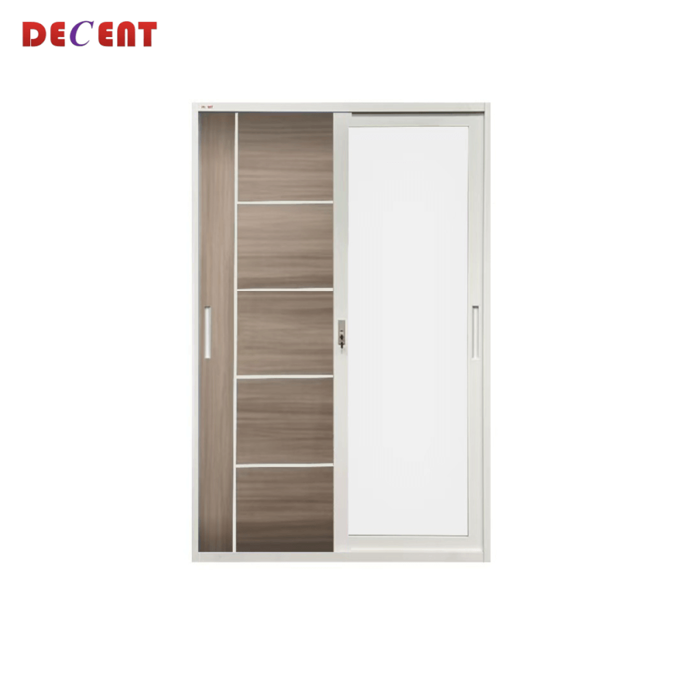 ตู้เสื้อผ้าเหล็ก บานเลื่อน 2 ประตู DECENT ลาย คาปู 120ซม._4